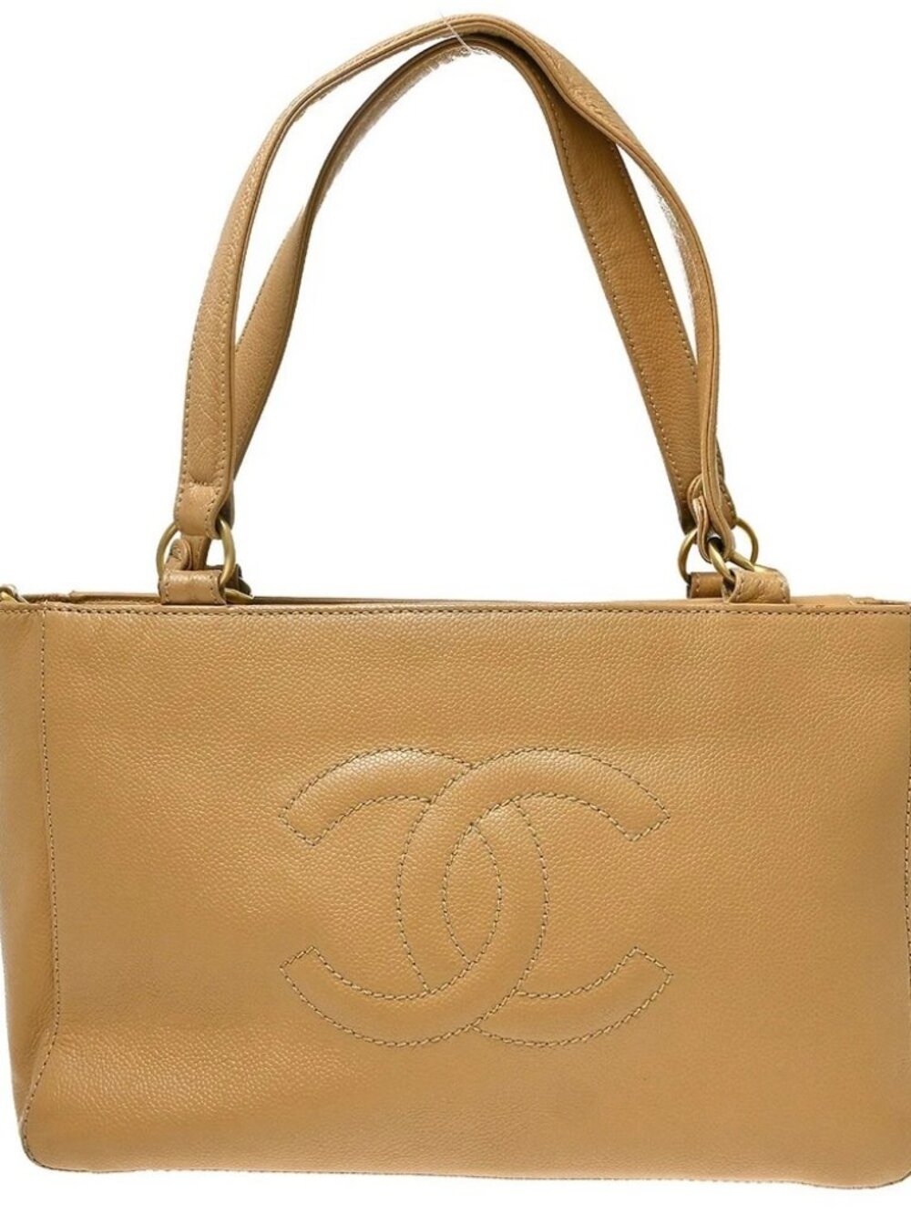 Chanel Beige Calfskin Tote Handbag